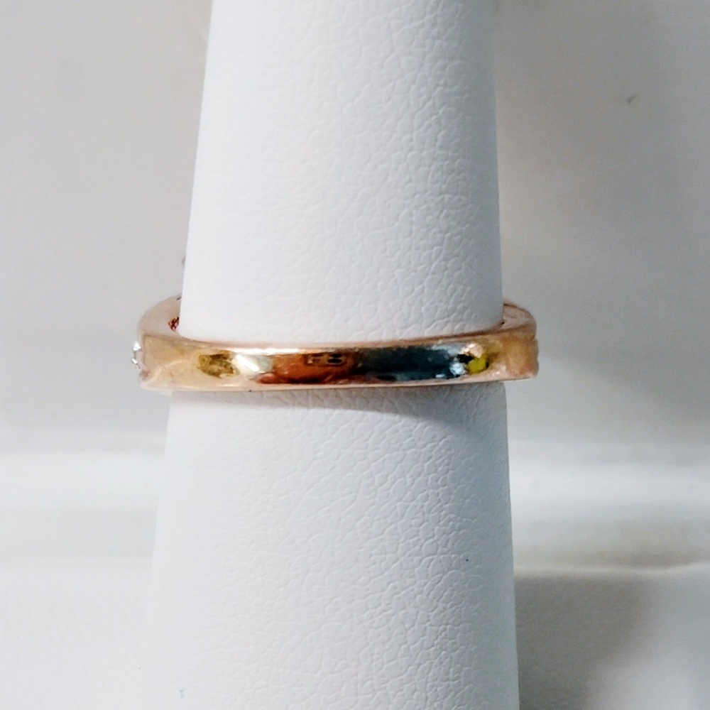 Vermeil Rose Gold Over 925 Sterling Pink Heart Ring with Opal Accent Size 7 - Picture 3 of 5